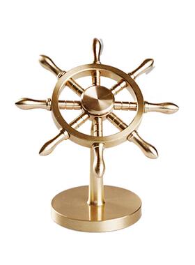 黄铜船舵手掌舵人轮船方向盘船工艺品把玩摆件纯铜金属工艺品