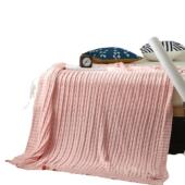 ins北欧针织毯纯色全棉麻花针织毯线毯盖毯装 饰毯午睡毯披肩毯子