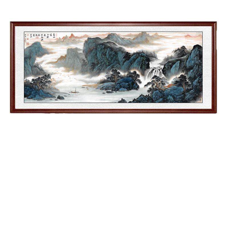 西墙聚财聚宝盆客厅山水画办公室装饰字画风景挂画沙发背景墙国画