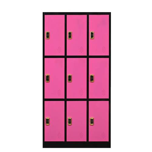 幼儿园彩色更衣柜加厚带锁学生换衣柜学校宿舍三门衣柜拆装储物柜