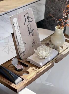 样板间卫生间网红浴缸架摆件浴室柜洗手盆软装饰品木制收纳置物架