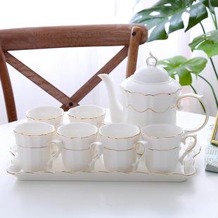 陶瓷杯子套装 水杯家用客厅简约茶杯水具杯具欧式 耐热茶具茶壶套装