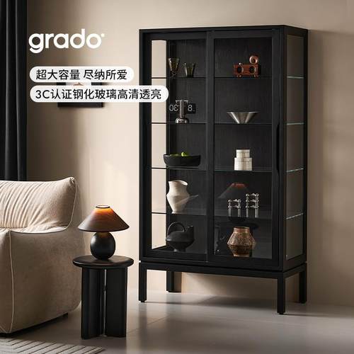 grado格度|博物覆古实木展示柜客厅靠墙书柜模型柜防尘玻璃收纳柜
