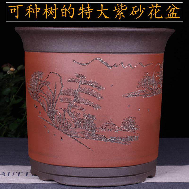 宜兴紫砂花盆大口径花盆特大号君子兰植物盆栽阳台种菜盆陶瓷花盆