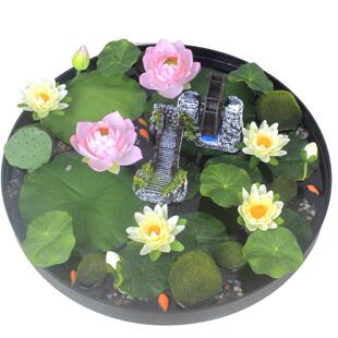 餐桌中间转盘摆花酒店大圆桌摆件中式圆形创意桌芯装饰品摆设桌花