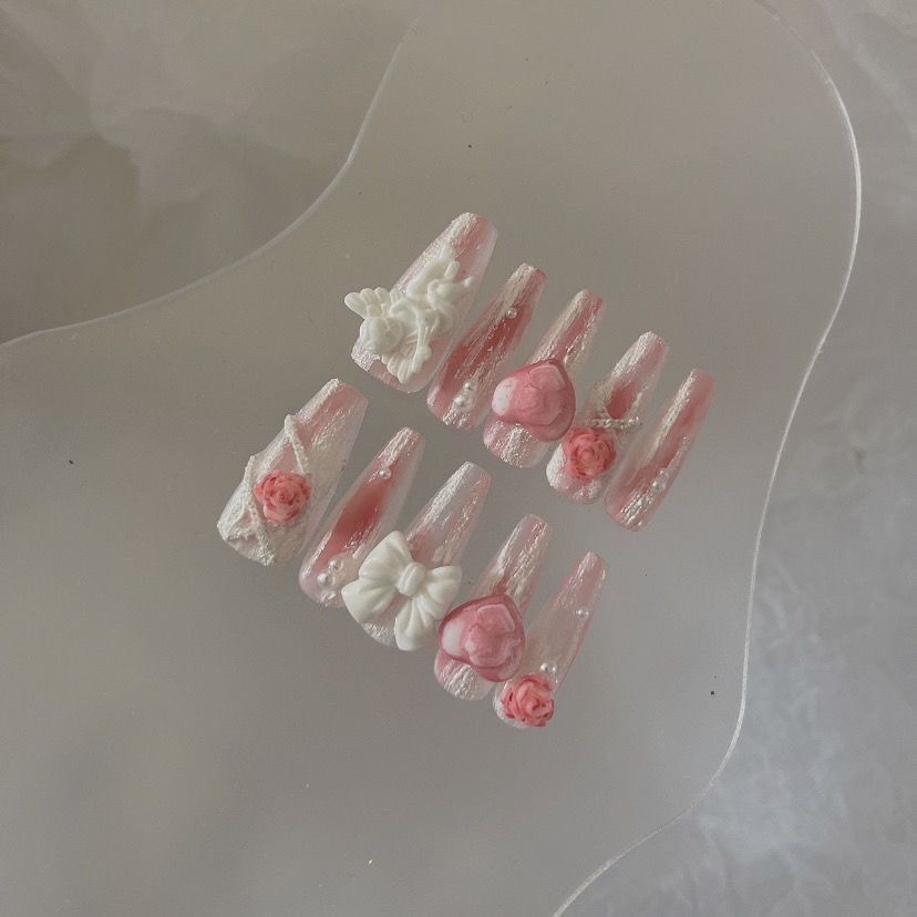 纯手工儿童穿戴甲女童纯手工美甲贴片 锁爱天使巴洛克美甲穿戴甲