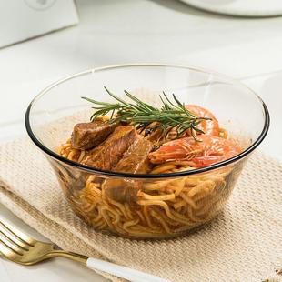 茶色玻璃碗大号家用耐热玻璃沙拉碗汤碗泡面碗甜品碗米饭碗 2只装