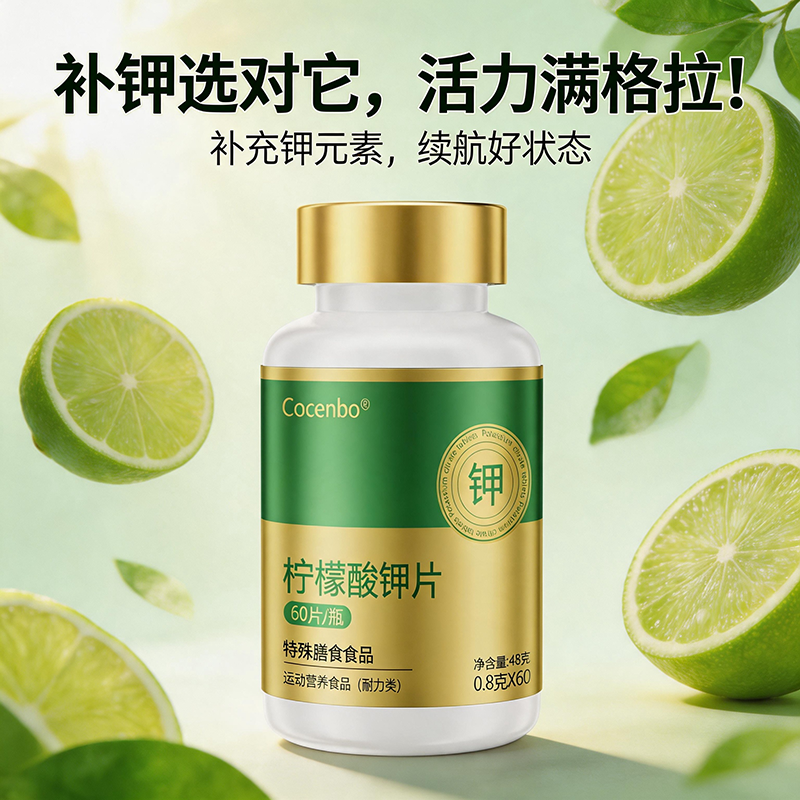 COCENBO钾片补钾柠檬酸钾元素补充片缺钾成人果味钾