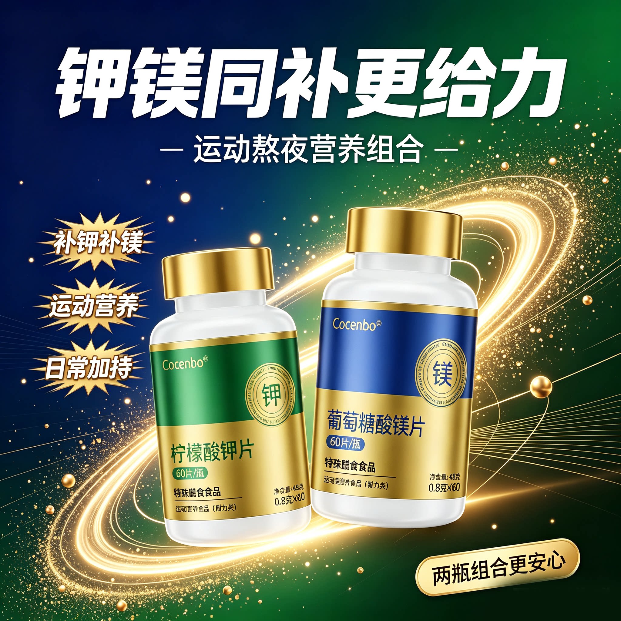 COCENBO柠檬酸钾片生酮伴侣钾镁片钾镁同补钾片补钾葡萄糖酸镁图片