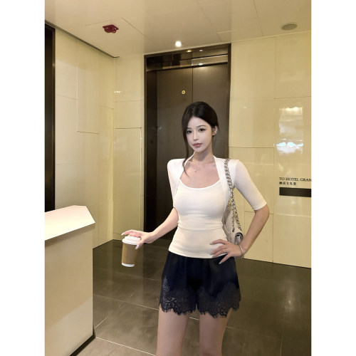 吴太甜莱赛尔混纺坎肩中袖T恤