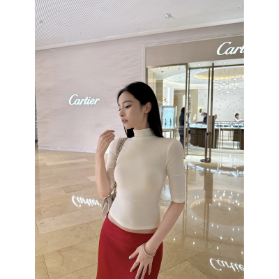 吴太甜莱赛尔羊毛收腰半袖上衣