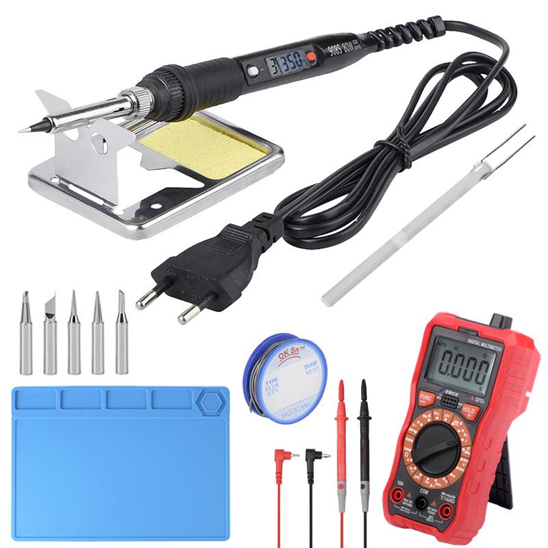 JCD液晶电烙铁万用表套装烙铁工具包万用表吸锡器908S焊接工具