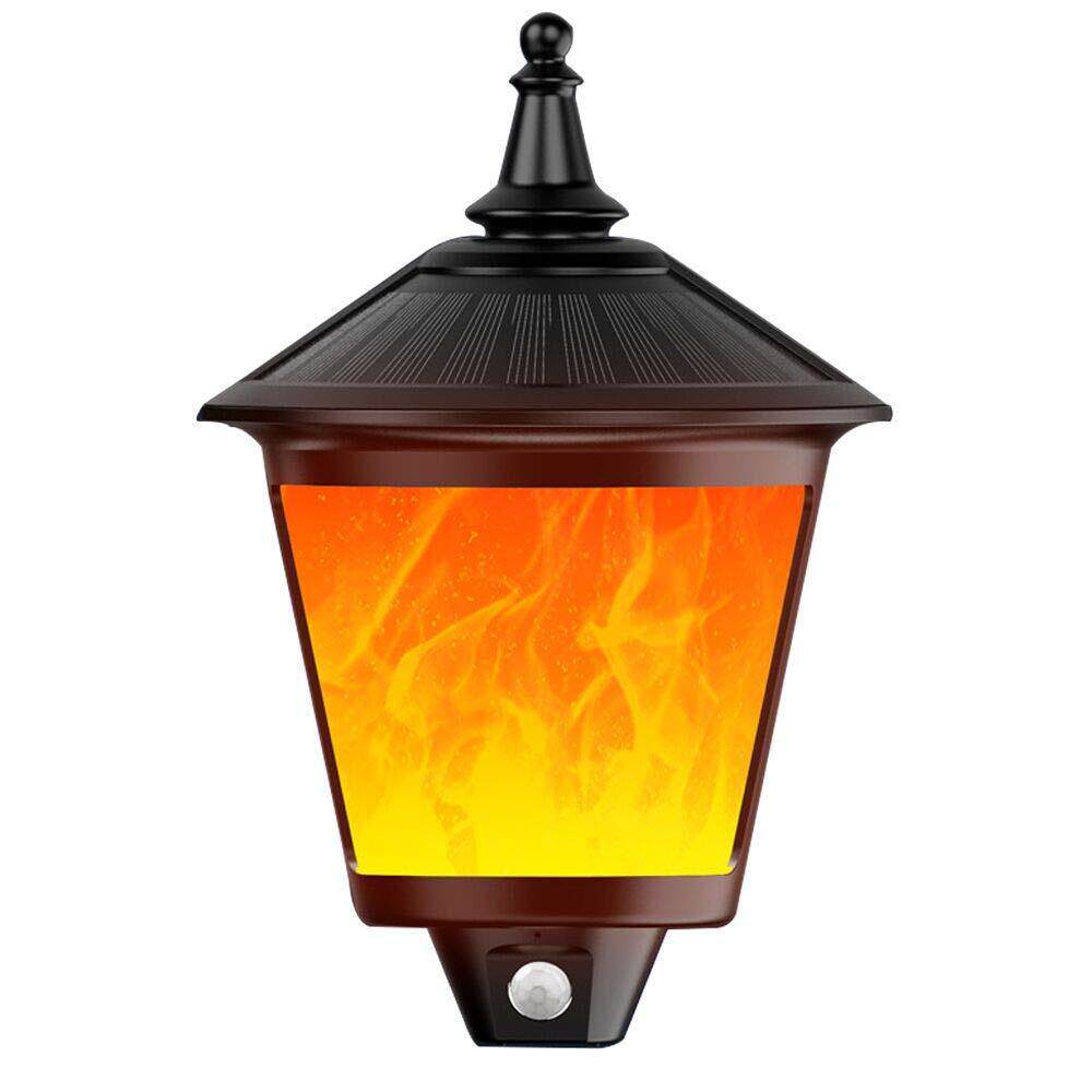 壁挂太阳能灯感应火焰灯66LED路灯庭院装饰景观灯安全照明灯