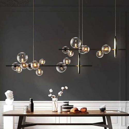 轻奢餐厅吊灯工业风样板房装饰现代简约店铺吧台灯饭厅玻璃泡泡灯