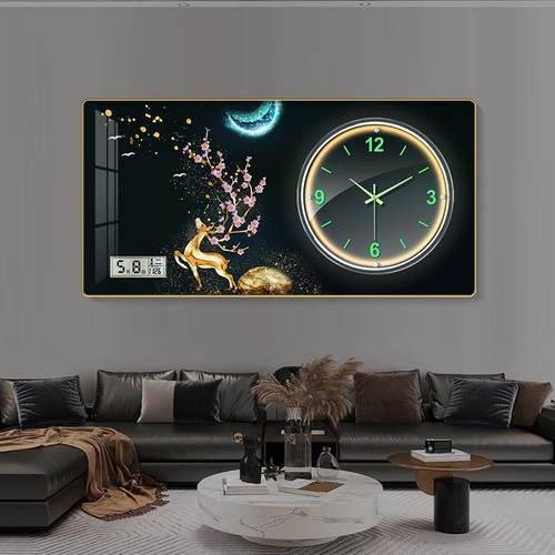 现代简约装饰画挂钟玄关装饰画钟表客厅走廊过道墙画挂钟网红钟