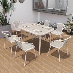 户外桌椅阳台看书庭院室外休闲区布置奶茶店别墅露天茶桌藤椅组合