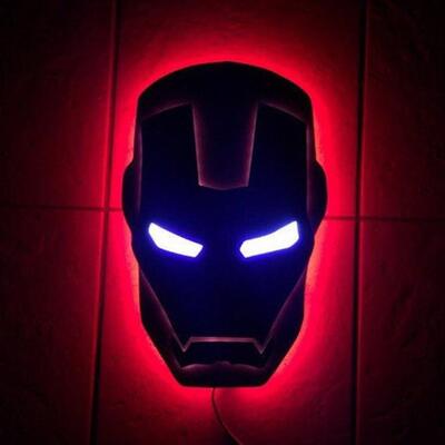 新款IronMan灯创意钢铁侠LED夜灯壁灯家饰灯超级英雄气氛灯遥控
