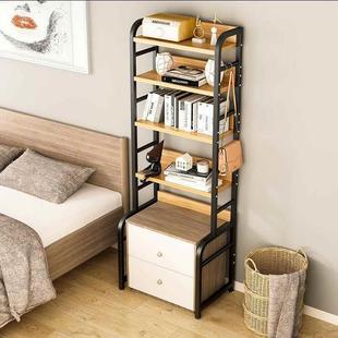 可调节床头柜上的置物架架子简约现代卧室多层落地收纳架床边书架