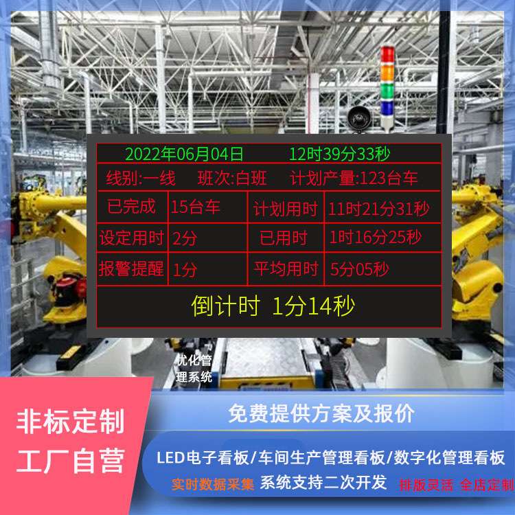 PLC车间生产管理看板modbus通用标准协议无需对接led电子看板