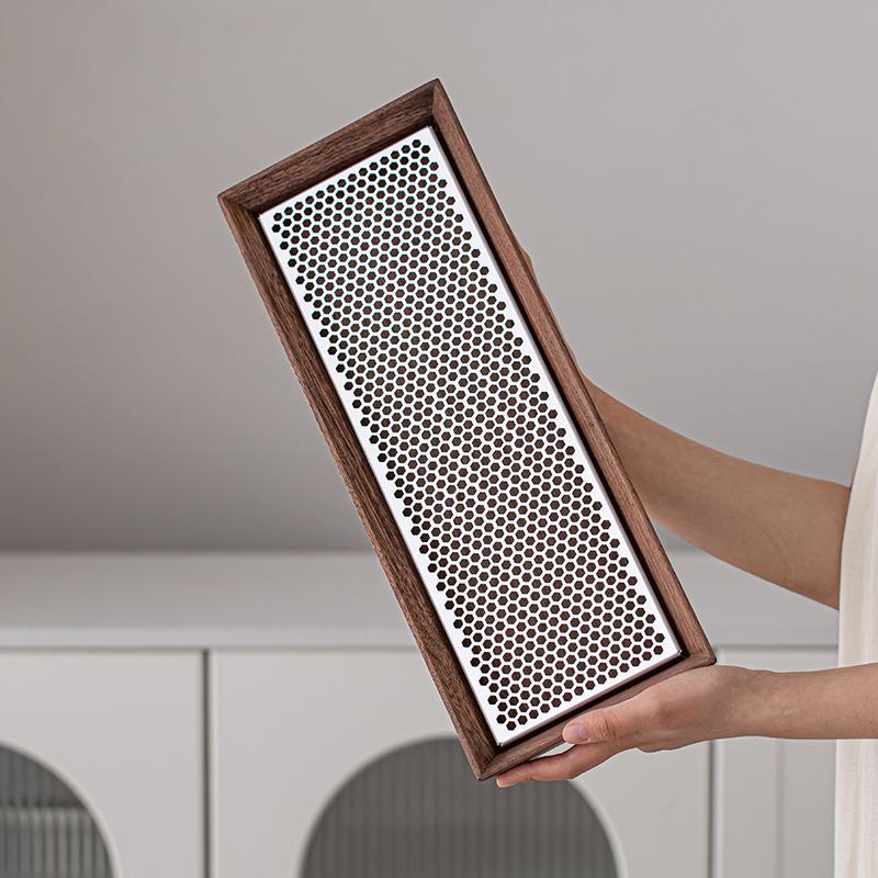 高级感胡桃木茶盘轻奢小型家用小茶台储水沥水托盘干泡盘壶承托盘