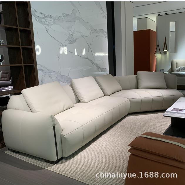 网红极简轻奢设计师款真皮沙发大平层客厅组合简约家具头层皮沙发