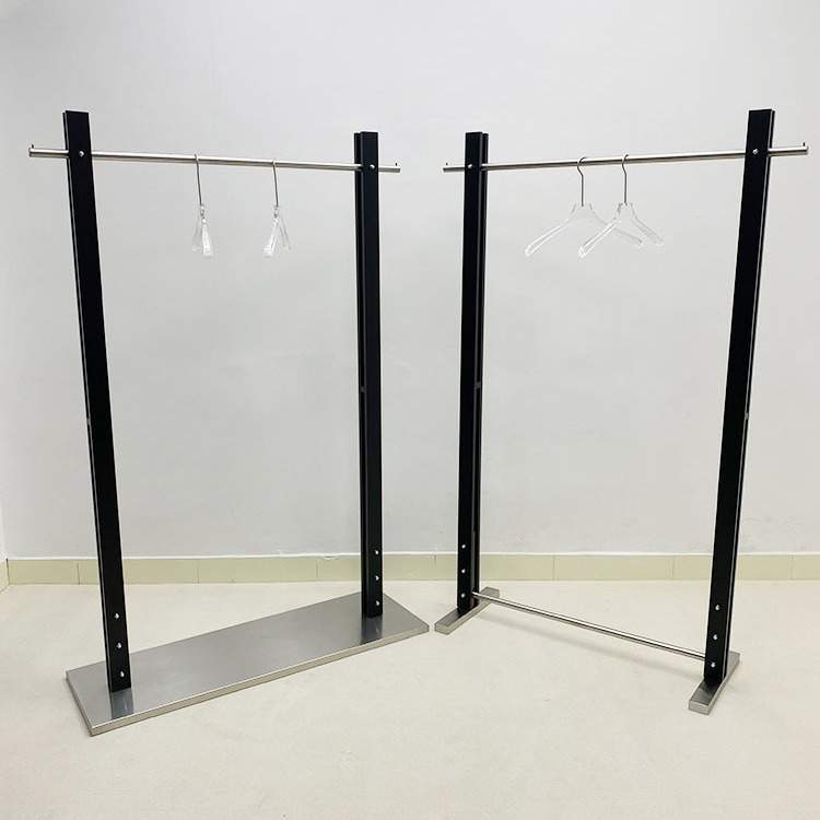 服装店展示架不锈钢黑色烤漆中岛架女装店落地陈列架简约挂衣架子
