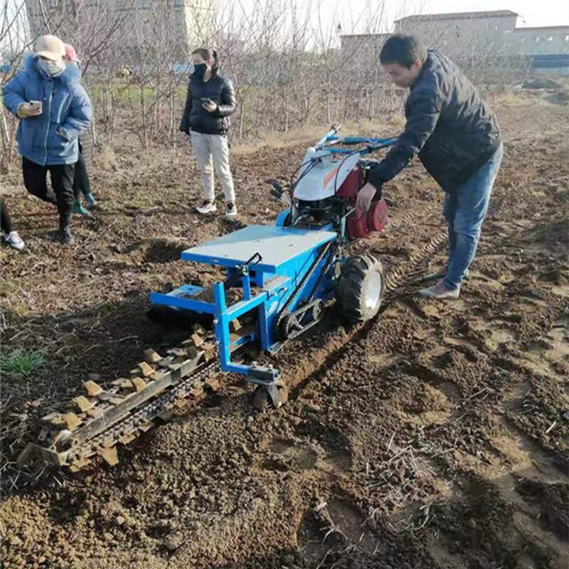 挖沟自走式工程管道挖槽机180192柴油手扶链条式开沟机