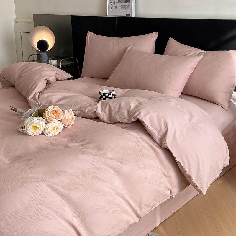 A类60全棉纯棉三层纱四件套水洗棉被套罩床单床笠高级感床上用品4