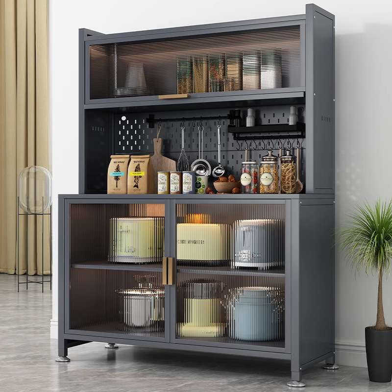 上翻门餐边柜多层可选带超大操作台可DIY洞洞板微波炉收纳厨具柜