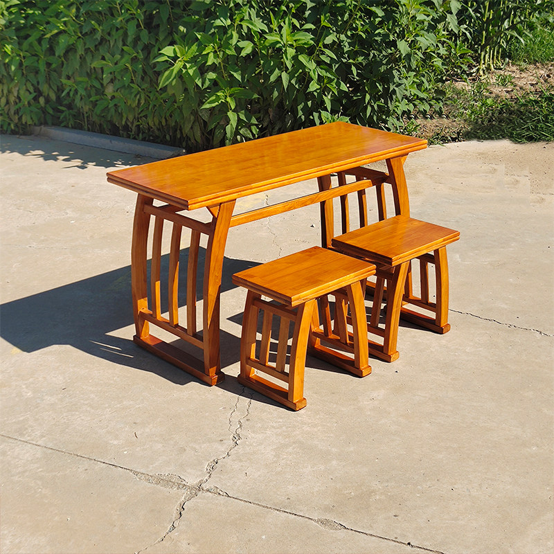 实木国学桌中式仿古培训班学生书法临摹桌象棋教学茶艺桌马鞍桌凳