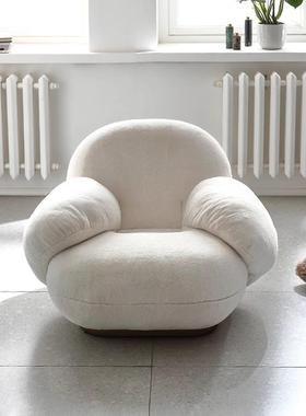 现代简约单人沙发椅家用卧室阳台榻榻米躺椅轻奢风布艺懒人摇摇椅