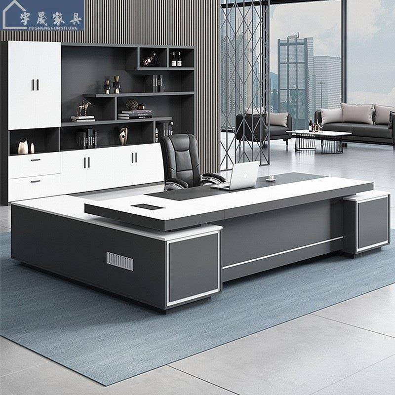 办公桌简约现代老板桌办公桌椅组合白色主管桌子办公室家具大班台