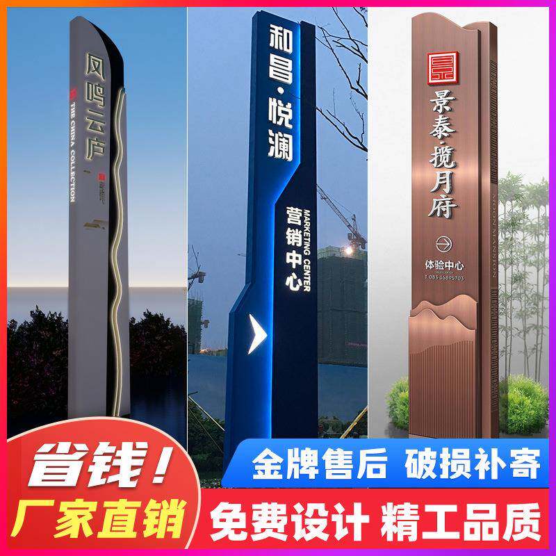 不锈钢商场立柱导向牌大型精神堡垒指示牌小区立牌停车场牌导向牌