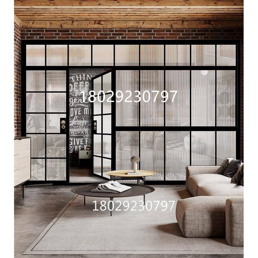 现代简约铝合金玻璃门折叠门复古隔断门客厅平移门厨房推拉门