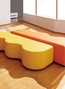 创意活动室办公琴行大厅舞蹈班工作室个性创意异形波浪组合沙发凳