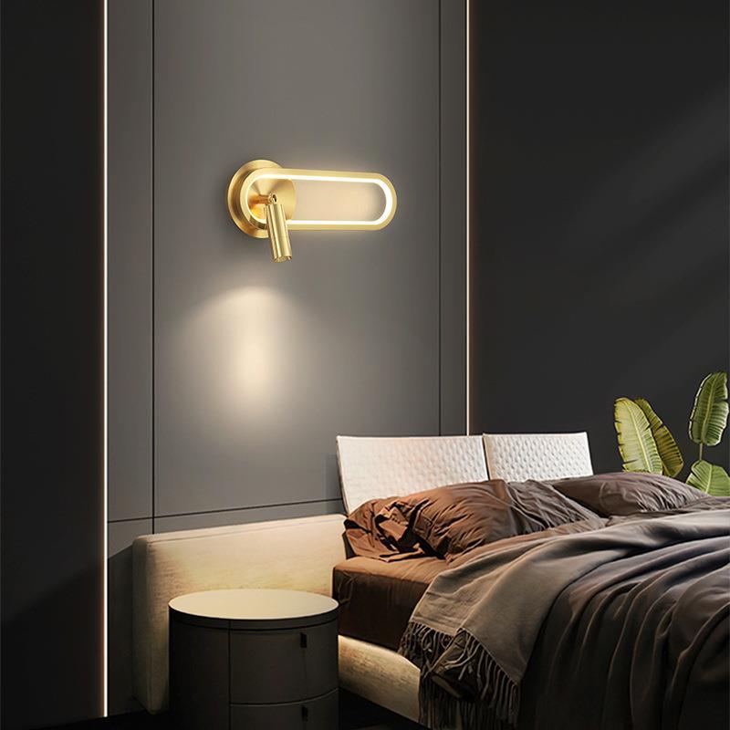 全铜现代简约卧室床头可转向护眼壁灯轻奢创意全光谱客厅灯过道灯