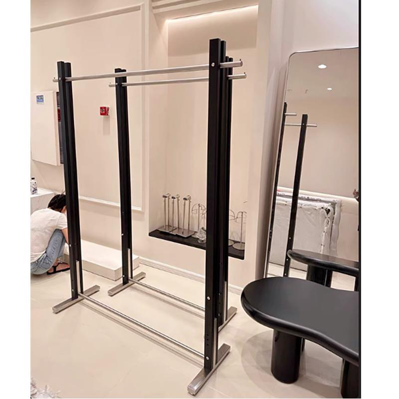 服装店不锈钢展示架橱窗可移动女装落地中岛架子陈列架挂衣服架子
