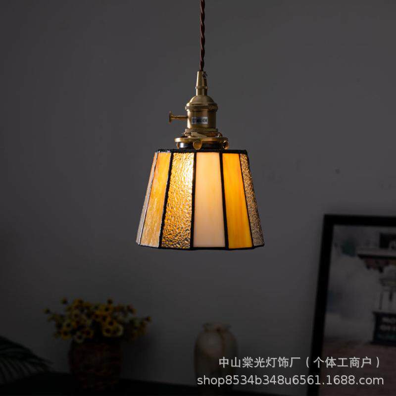 中古玻璃灯吊灯美式复古风床头灯走廊过道店铺装饰灯具阳台小吊灯