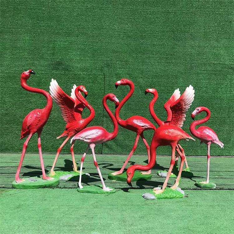玻璃钢火烈鸟雕塑园林景观小品庭院装饰摆件玻璃钢动物雕塑