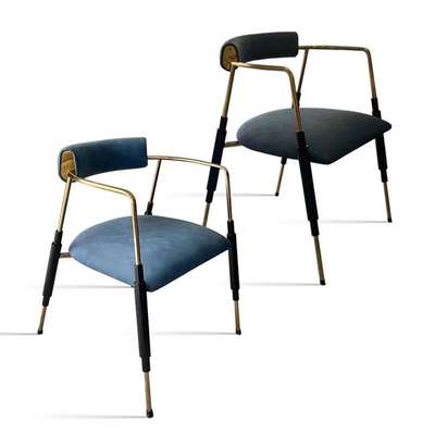 轻奢餐椅带扶手高级感布艺设计师单人靠背椅样板房餐椅接待洽谈椅