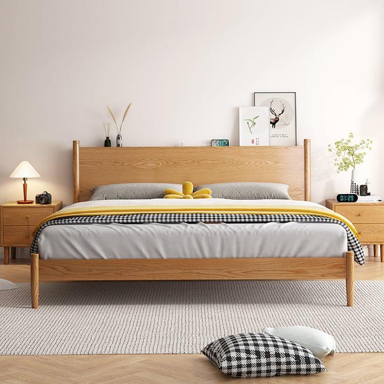 全白蜡木实木床带灯北欧1.2米民宿床主卧室1.5米原木风一米八婚床