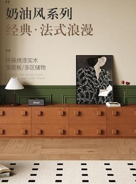北欧法式实木复古电视柜小户型客厅靠墙收纳柜卧室中古卡门柜组合