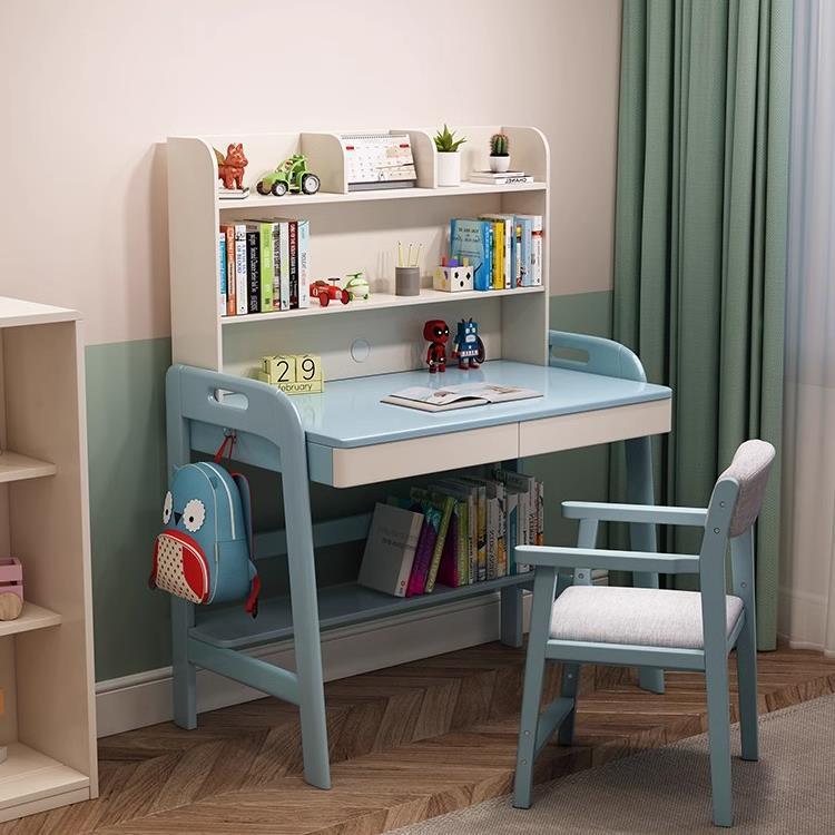 升降书房儿童实木书桌组合可小户型学习桌学生办公桌写字桌书架