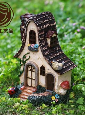 跨境供应商花园童话小屋摆件室外装饰生日礼品场景道具树脂工艺品