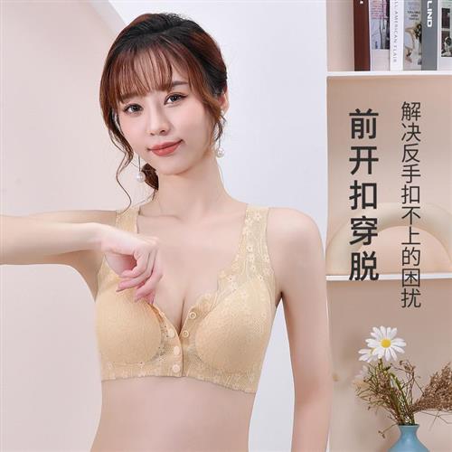 前开扣无龄感中老年妈妈款内衣薄款蕾丝无钢圈文胸女士哺乳背心胸
