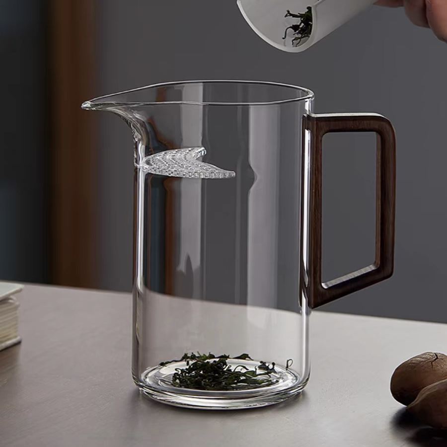 玻璃公道杯加厚分茶器茶水分离月牙杯过滤绿茶杯茶漏一体泡茶壶