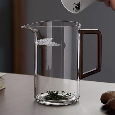 玻璃公道杯加厚分茶器茶水分离月牙杯过滤绿茶杯茶漏一体泡茶壶