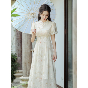 旗袍日常通勤夏不晚XBUAN改良年轻款少女夏季新中式感禅意连衣裙
