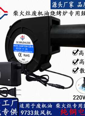 973312V2A充气玩偶烧烤炉柴火灶灶具双滚珠涡轮鼓风机节能