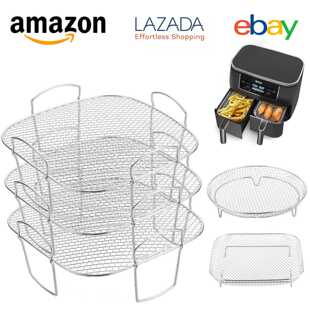 Airfryer304不锈钢空气炸锅配件脱水架三层长方形叠网烧烤架